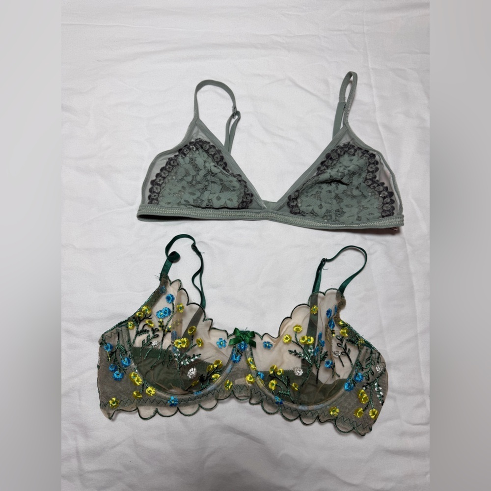 Embroidered Lace bralette and bra bundle (2)